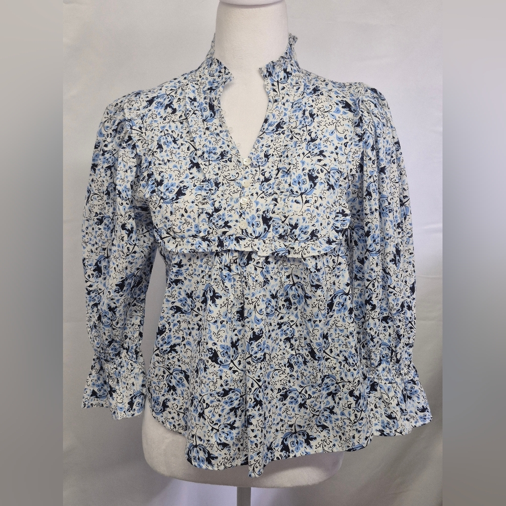 NWT FRANCESCA"S Jodie Abstract Floral Blouse Cotton Flowy Lightweight Medium